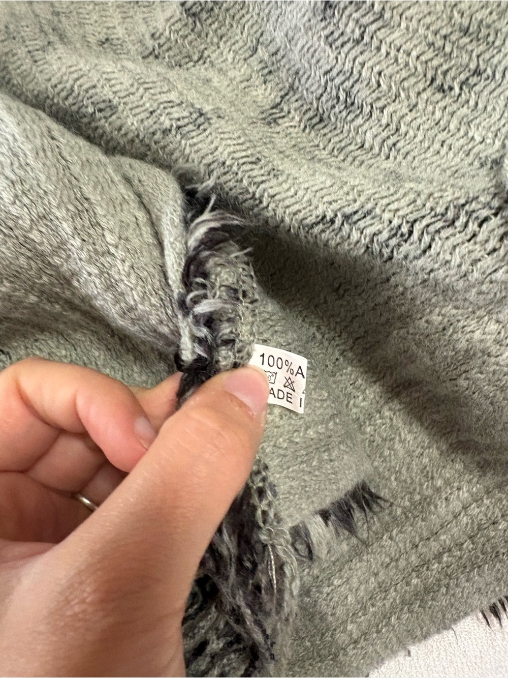 Leopard Print Fuzzy Poncho - Gray and Black - Picture 4 of 5